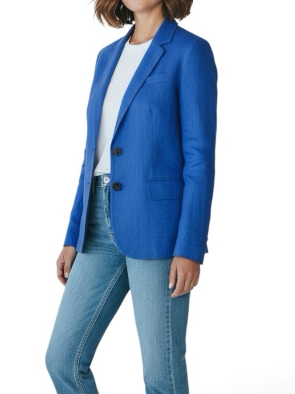 J. CREW FACTORY Blue Linen Schoolboy Blazer